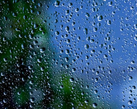 Een groot glas water naast een gezonde maaltijd als onderdeel van nierstenen voorkomen