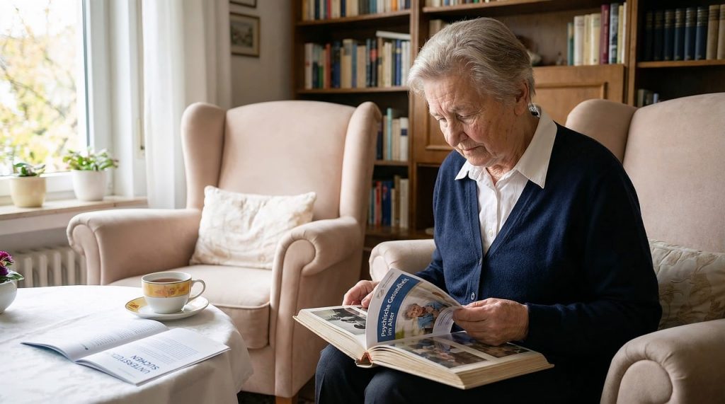 Een oudere vrouw die thuis zorg ontvangt van een zorgverlener