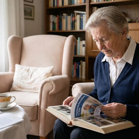 Een oudere vrouw die thuis zorg ontvangt van een zorgverlener